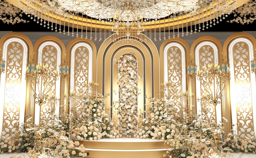 富平香槟色调婚礼堂效果展示