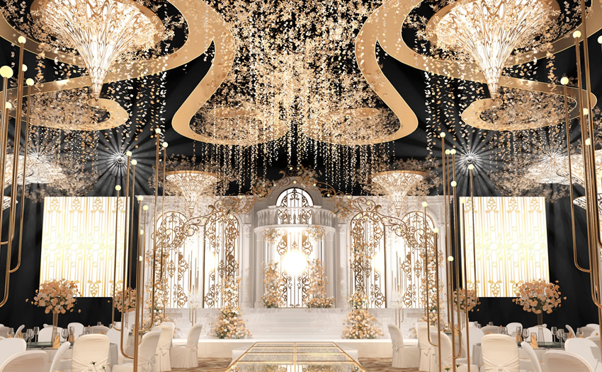 富平花木兰喜事汇金色大厅效果展示